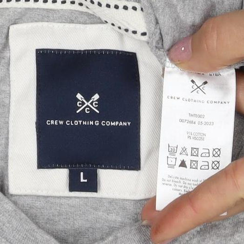 Crew Clothing Men's Grey L T-Shirt, Short Sleeve, Logo