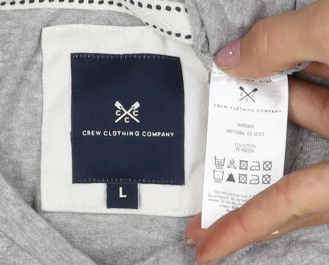 Crew Clothing Men's Grey L T-Shirt, Short Sleeve, Logo