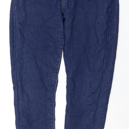 Boohoo Women’s Blue Skinny Jeans, Size 10, Button Accent