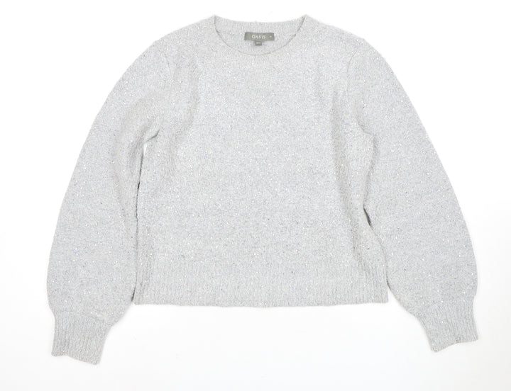 Oasis Women's Grey Crew Neck Pullover Jumper Medium