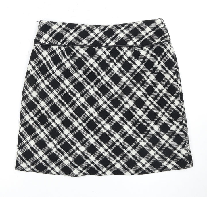 Wallis Womens Black Plaid Skirt Size 12 Pencil Style