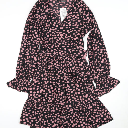 Quiz Women's Black Polka Dot A-Line Dress Size 6