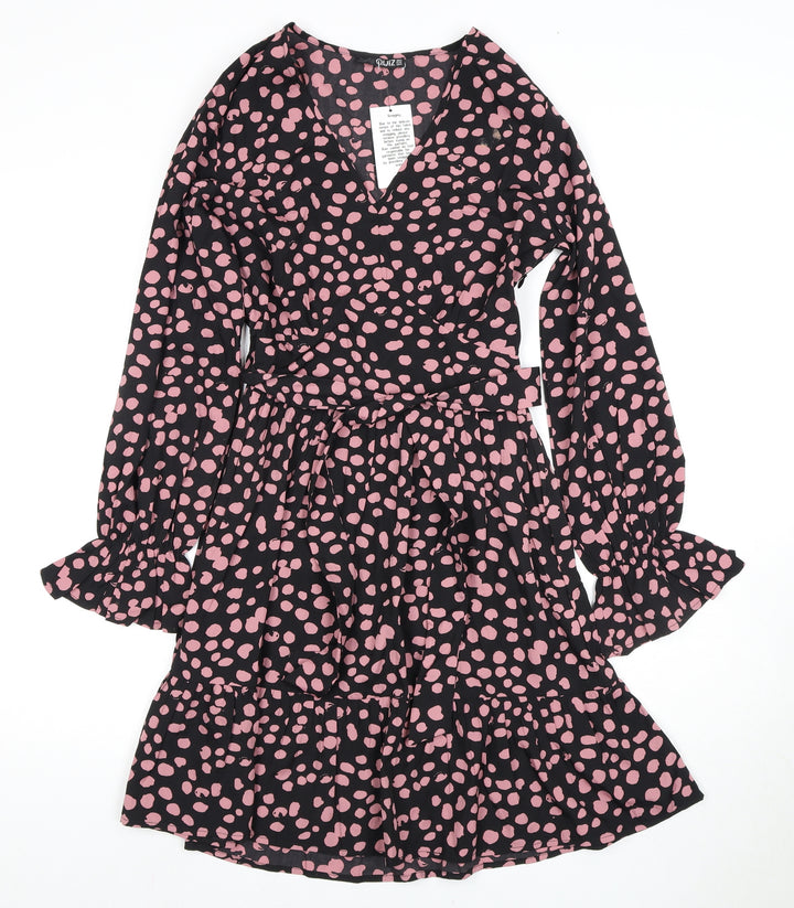 Quiz Women's Black Polka Dot A-Line Dress Size 6