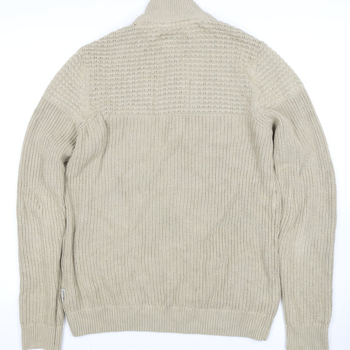 Blend Men's Beige Waffle-Knit Pullover M
