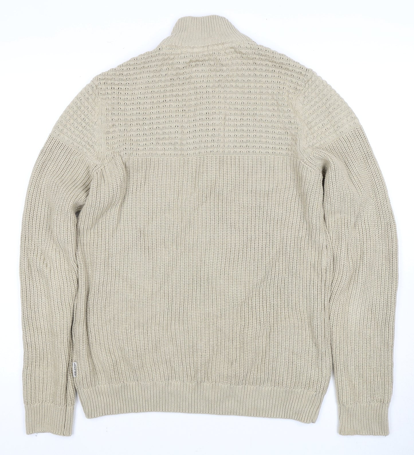 Blend Men's Beige Waffle-Knit Pullover M