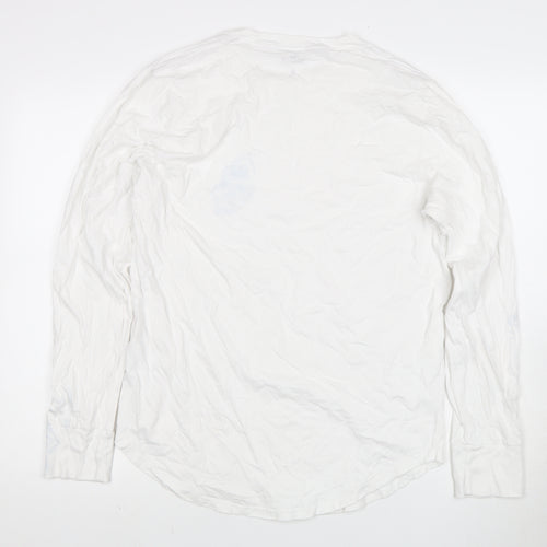 Hollister Men's White Long Sleeve Cotton T-Shirt L