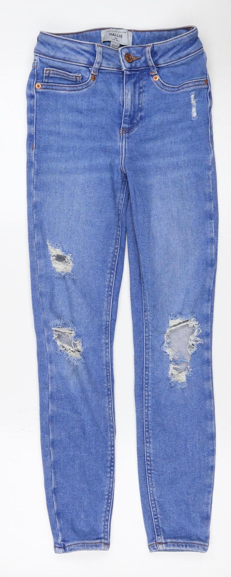 New Look Girls Blue Skinny Jeans, Age 12, Ripped Detail