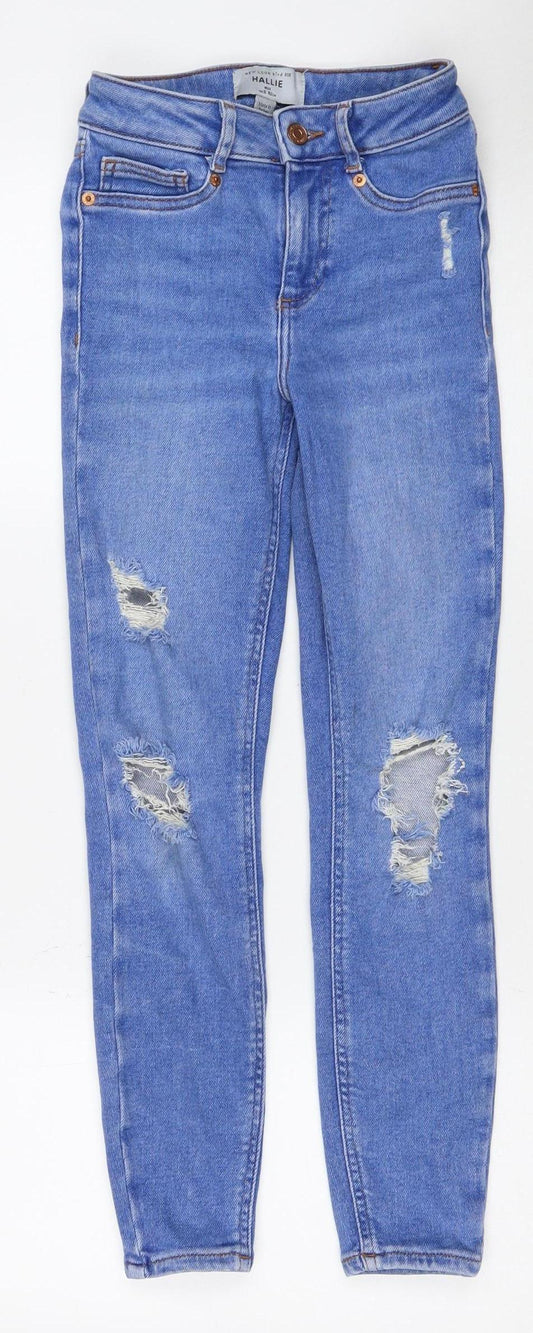 New Look Girls Blue Skinny Jeans, Age 12, Ripped Detail