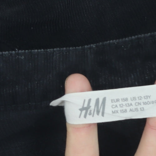 H&M Girls Black Corduroy Trousers, Size 12-13 Years, Casual