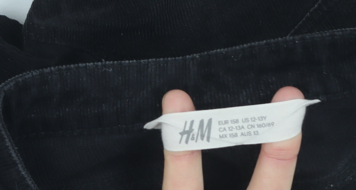 H&M Girls Black Corduroy Trousers, Size 12-13 Years, Casual