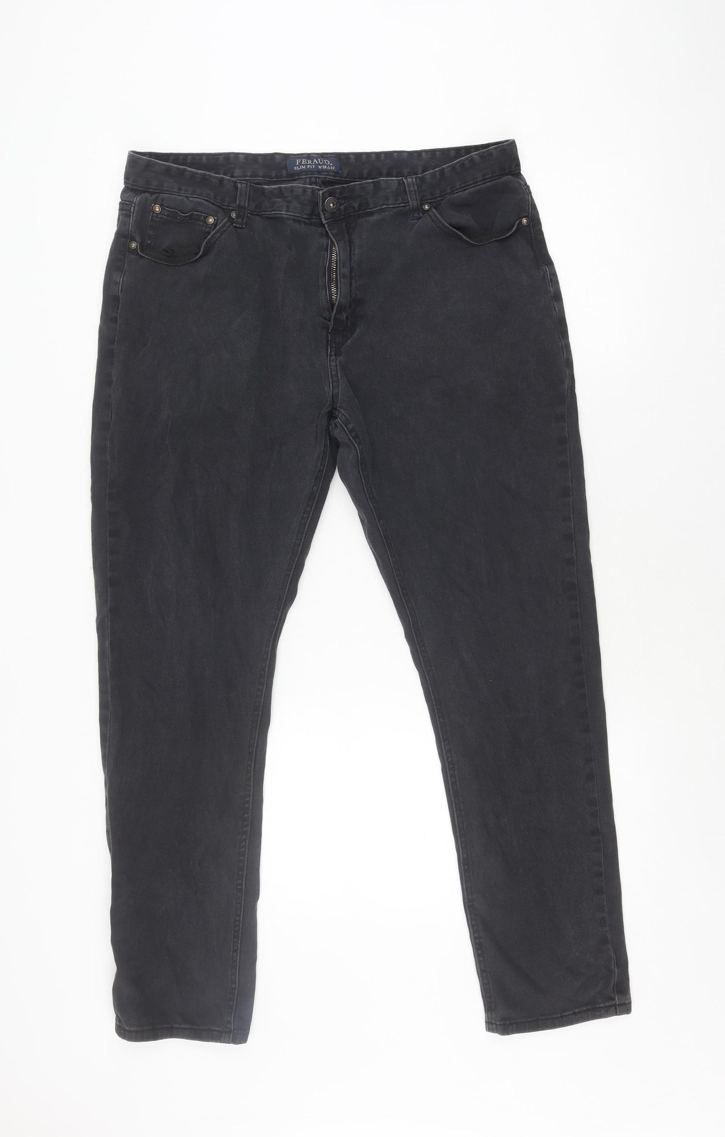 Feraud Men's Slim Grey Jeans, Size 38, Comfort Fit