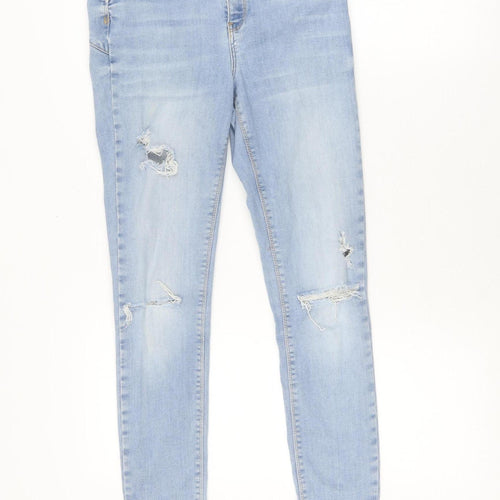 River Island Women's Blue Skinny Jeans, Size 12, Distressed