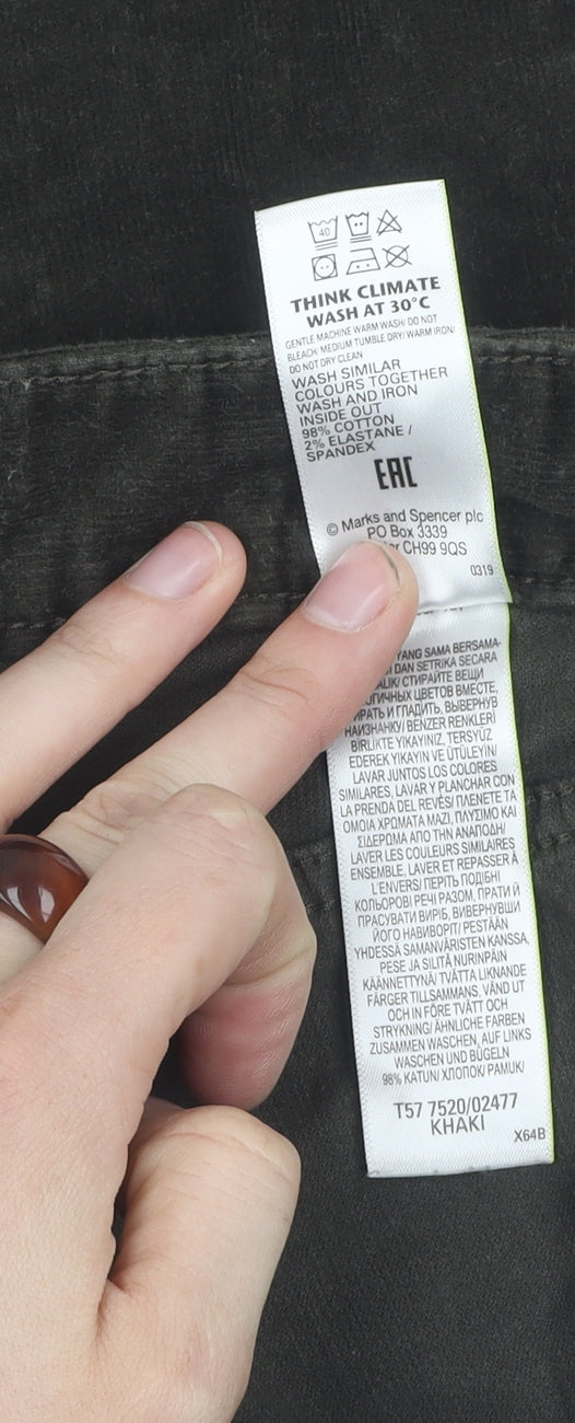 Marks and Spencer Women's Khaki Corduroy Trousers Size 8