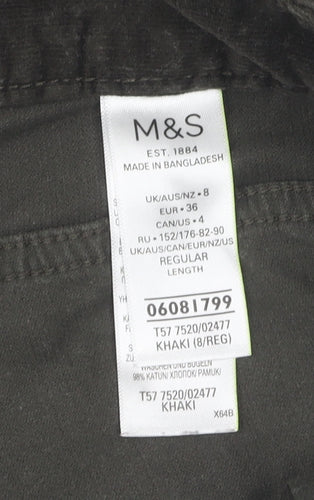 Marks and Spencer Women's Khaki Corduroy Trousers Size 8