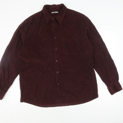 Marks and Spencer Men's Brown Corduroy Shirt, Large