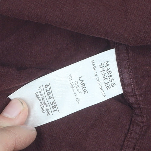 Marks and Spencer Men's Brown Corduroy Shirt, Large