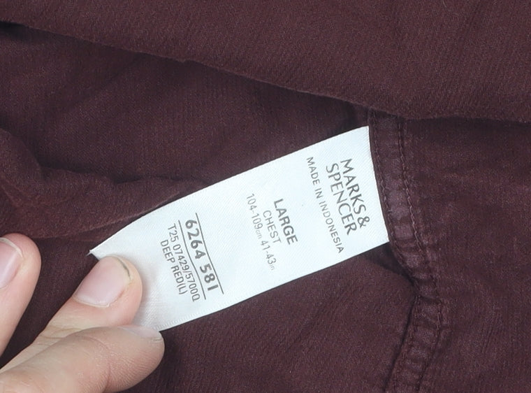 Marks and Spencer Men's Brown Corduroy Shirt, Large