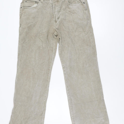 Next Men's Beige Corduroy Bootcut Trousers Size 34