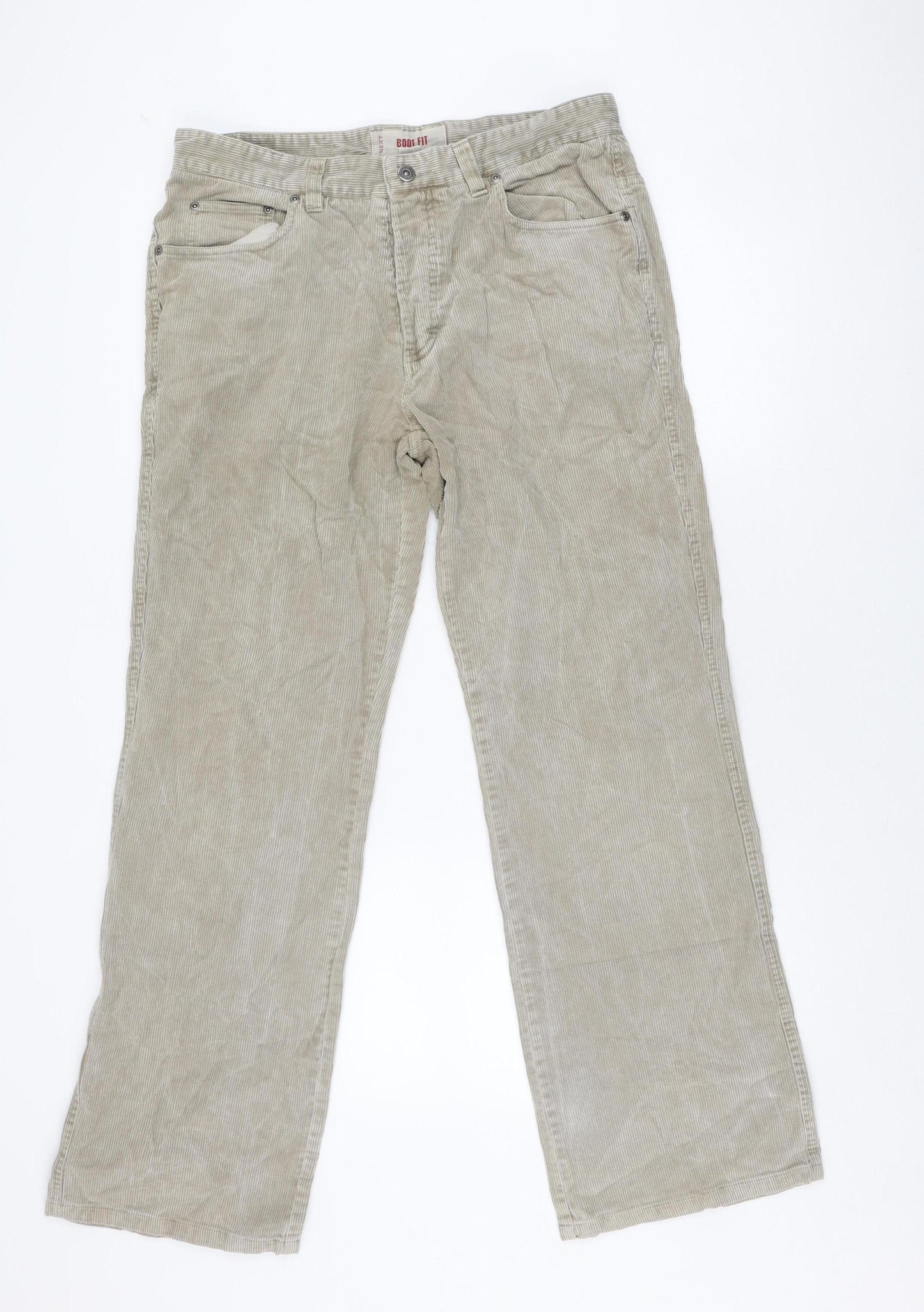 Next Men's Beige Corduroy Bootcut Trousers Size 34