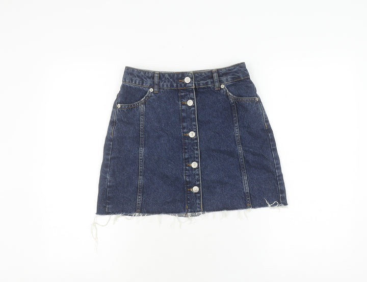 Topshop Women's Blue Denim Button Skirt Size 8