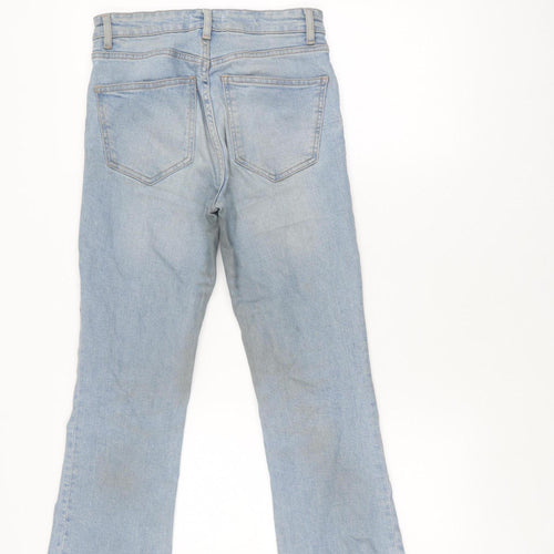 Zara Women's Blue Straight Jeans Size 8 with Fringe