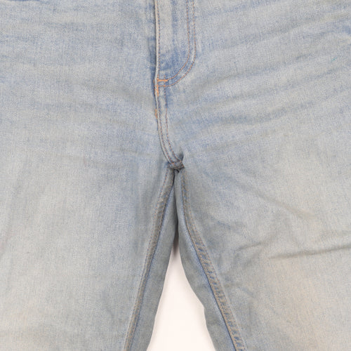 Zara Women's Blue Straight Jeans Size 8 with Fringe