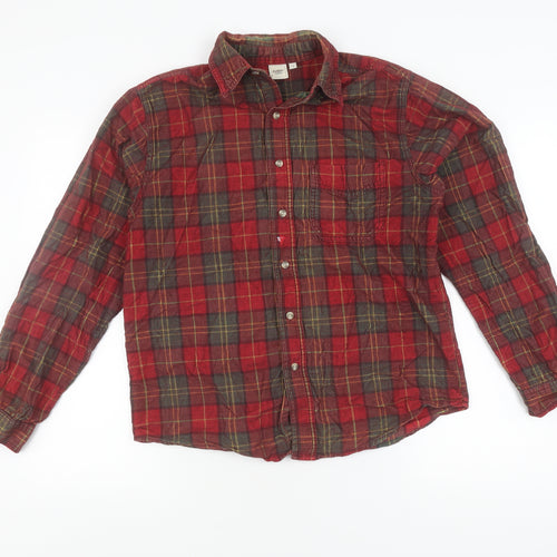 Cotton Traders Men's Red Plaid Button-Up Shirt S