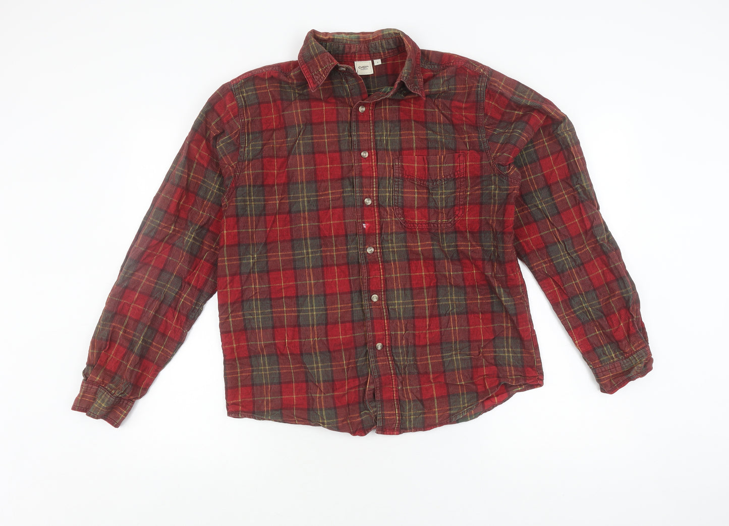 Cotton Traders Men's Red Plaid Button-Up Shirt S