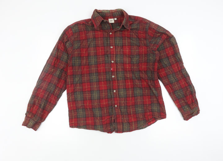 Cotton Traders Men's Red Plaid Button-Up Shirt S