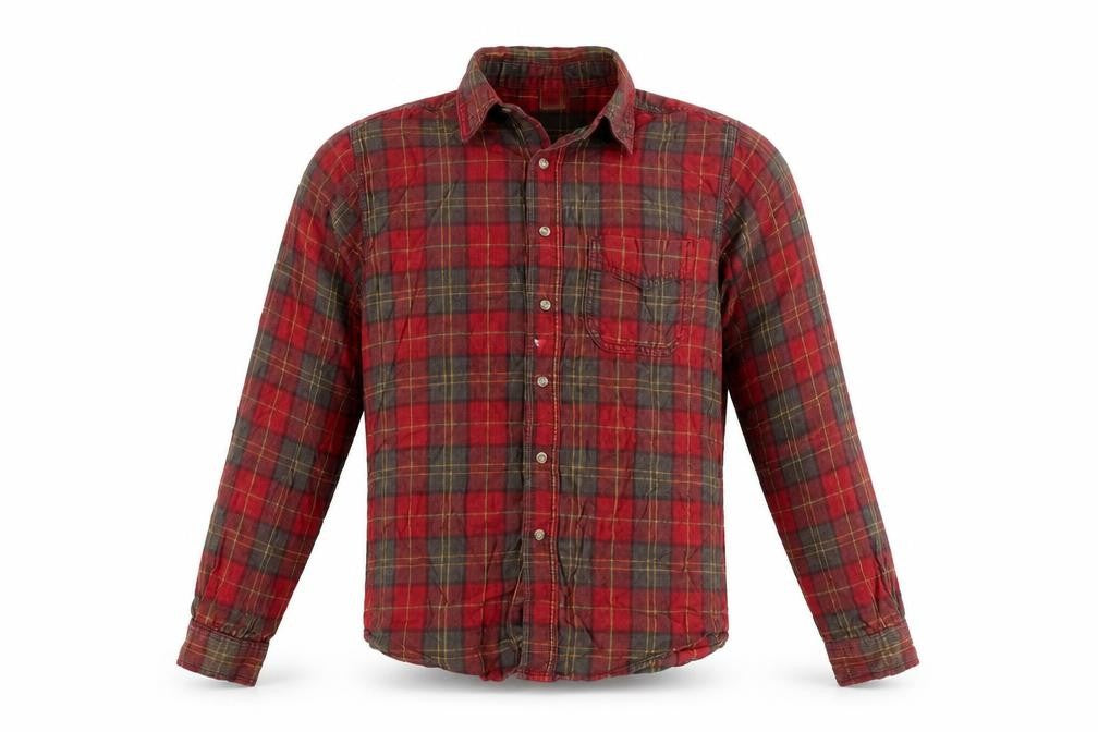 Front view of Cotton Traders Men's Red Plaid Button-Up Shirt S