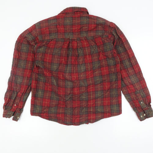 Cotton Traders Men's Red Plaid Button-Up Shirt S