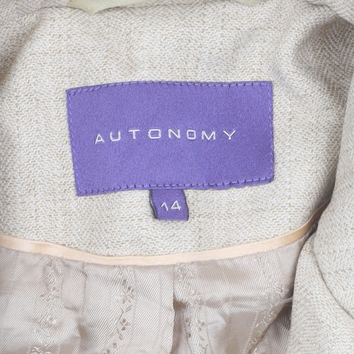 Autonomy Women's Beige Blazer, Size 14, Business Suit Jacket