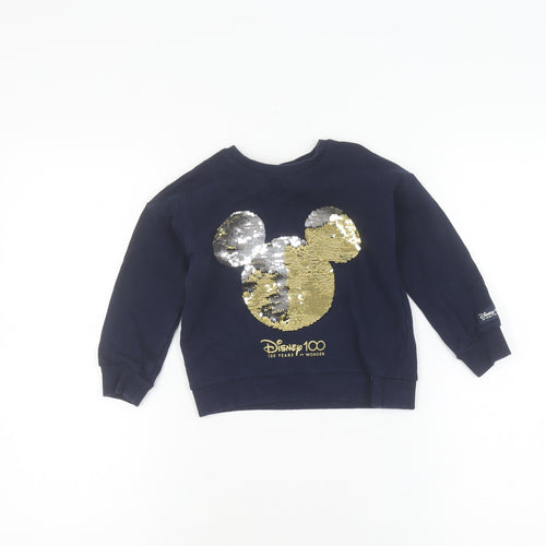 George Girls Blue Sequin Mickey Mouse Sweatshirt, 3-4 Years