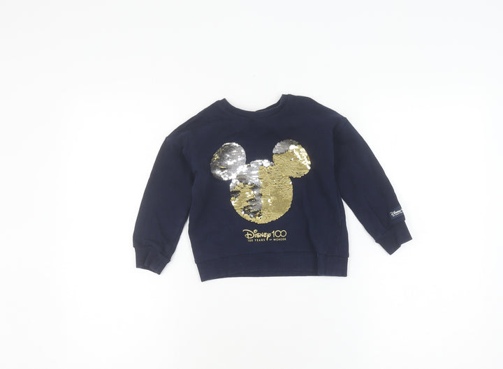 George Girls Blue Sequin Mickey Mouse Sweatshirt, 3-4 Years