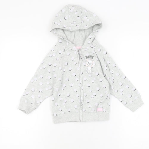 Next Girls Grey Animal Print Full Zip Hoodie 3-4 Years