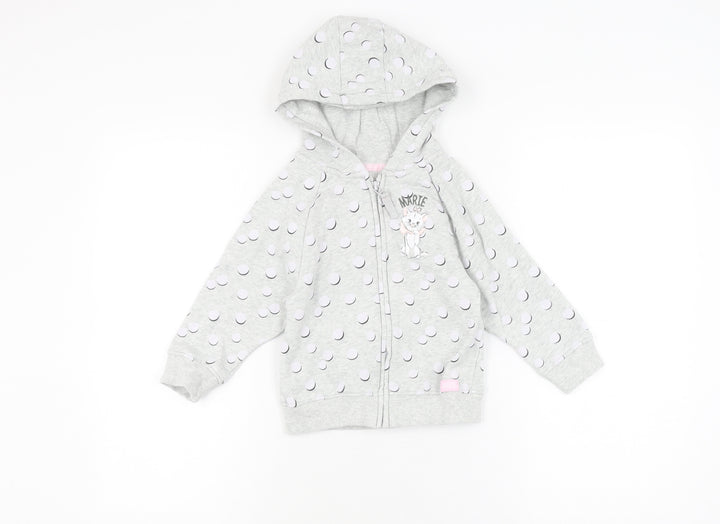 Next Girls Grey Animal Print Full Zip Hoodie 3-4 Years