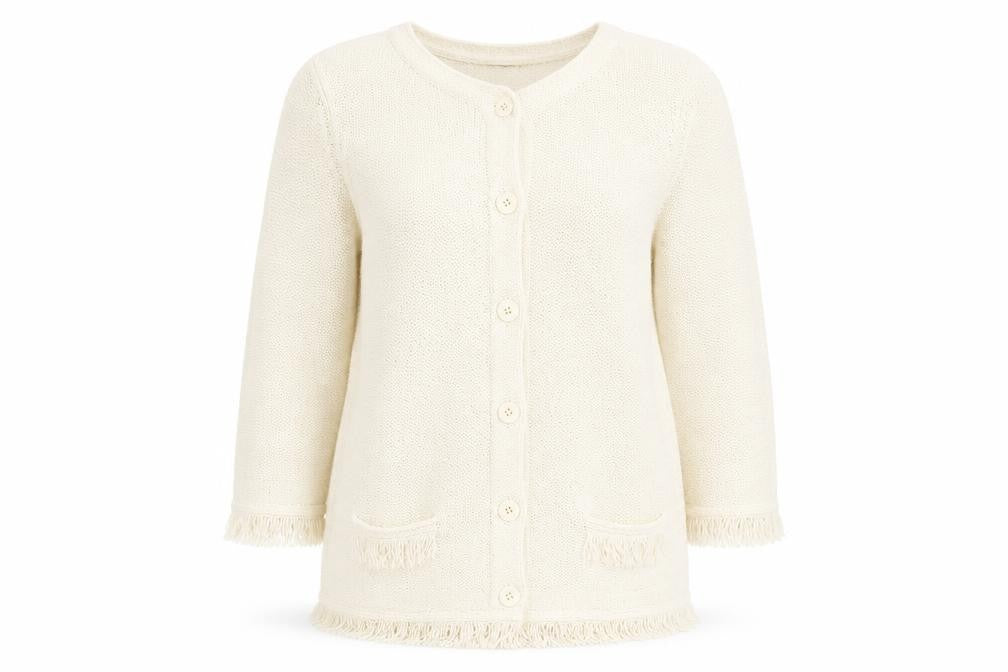 Front view of Windsmoor Women's Ivory Cardigan L Cotton Knit