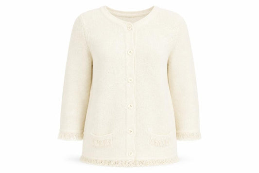 Front view of Windsmoor Women's Ivory Cardigan L Cotton Knit