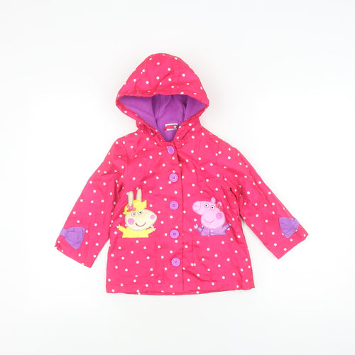 Peppa Pig Girls Pink Polka Dot Rain Coat 2-3 Years