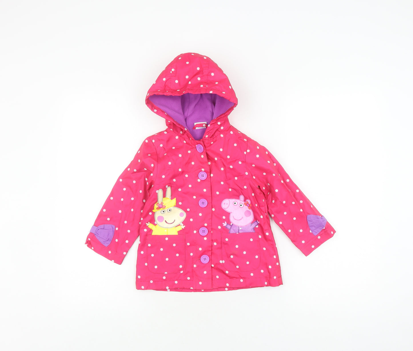 Peppa Pig Girls Pink Polka Dot Rain Coat 2-3 Years