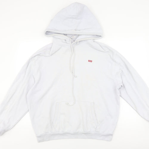 Levi's Men's White Pullover Hoodie M, Logo Accents