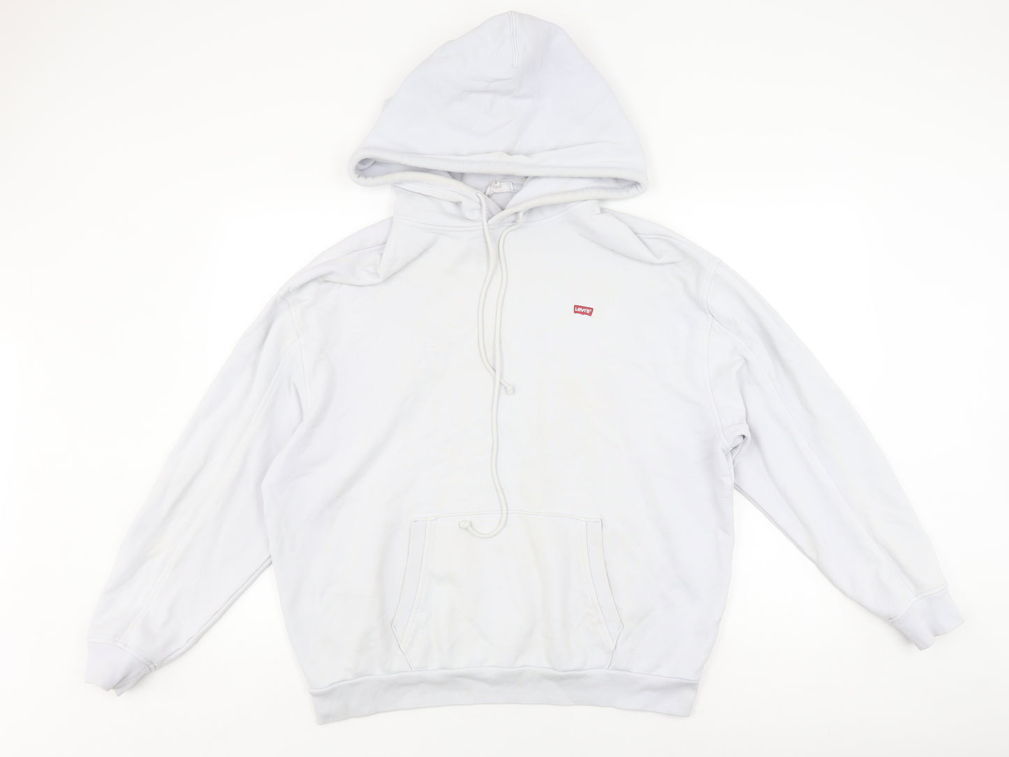 Levi's Men's White Pullover Hoodie M, Logo Accents