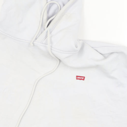 Levi's Men's White Pullover Hoodie M, Logo Accents