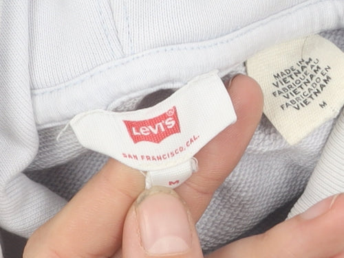 Levi's Men's White Pullover Hoodie M, Logo Accents