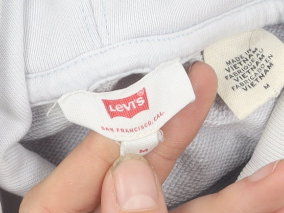 Levi's Men's White Pullover Hoodie M, Logo Accents