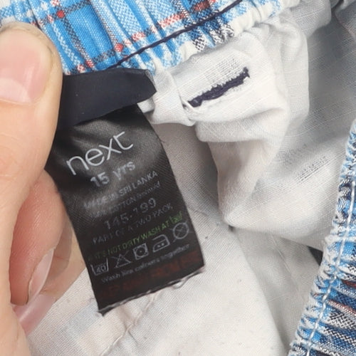 Next Boys Blue Plaid Chino Shorts - 15Y, Summer Essential