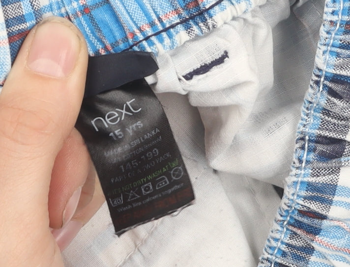 Next Boys Blue Plaid Chino Shorts - 15Y, Summer Essential