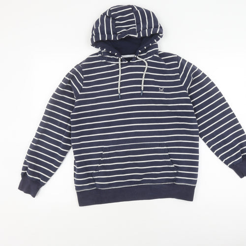 Crew Clothing Women's Blue Striped Pullover Hoodie, Size 10