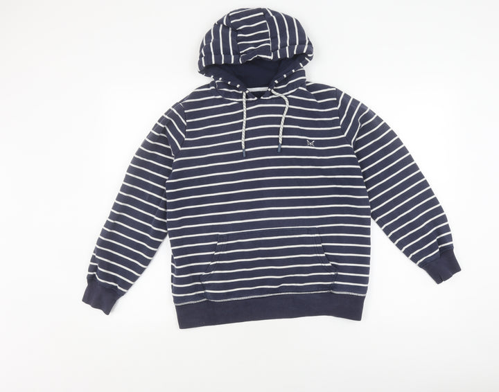 Crew Clothing Women's Blue Striped Pullover Hoodie, Size 10
