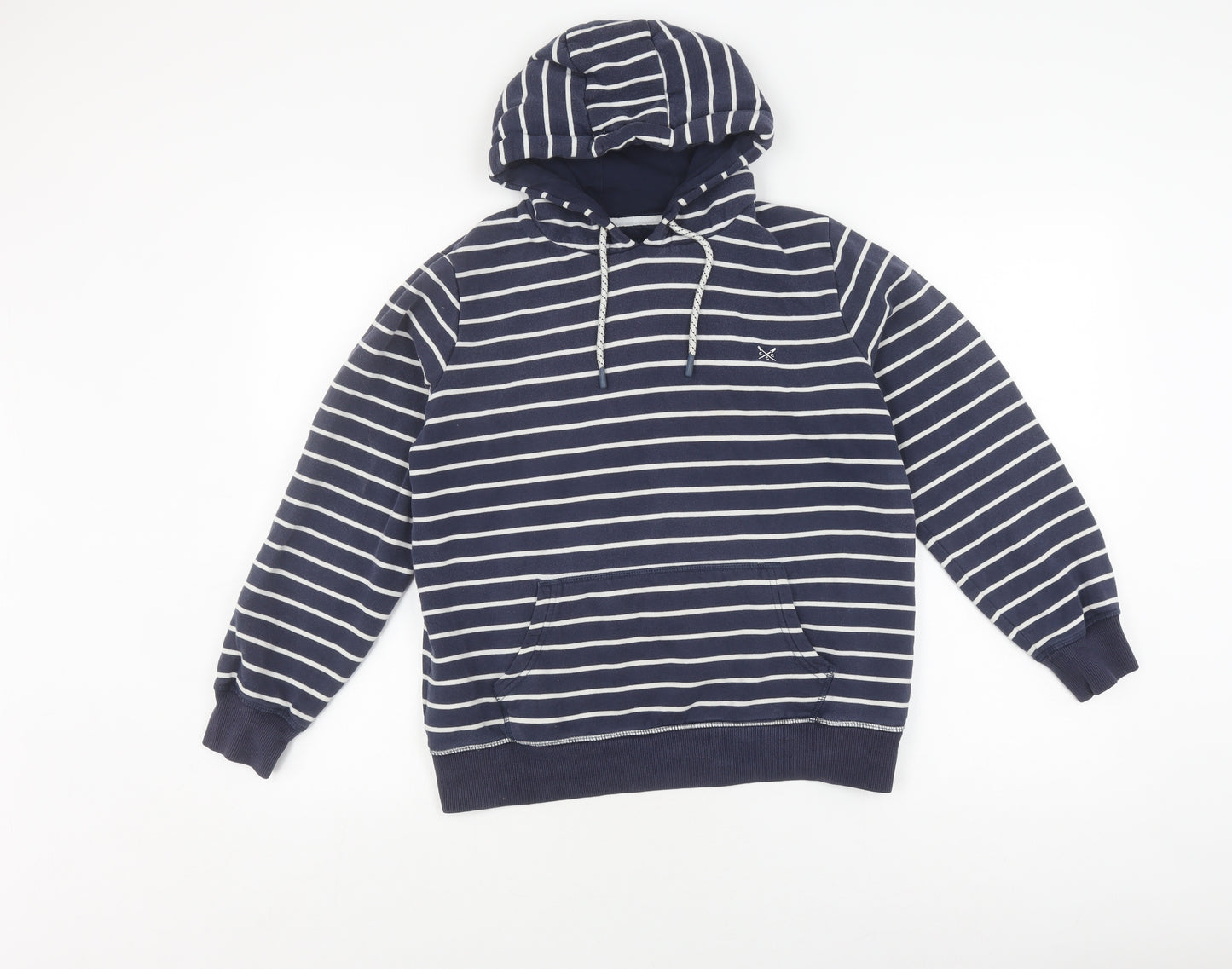 Crew Clothing Women's Blue Striped Pullover Hoodie, Size 10